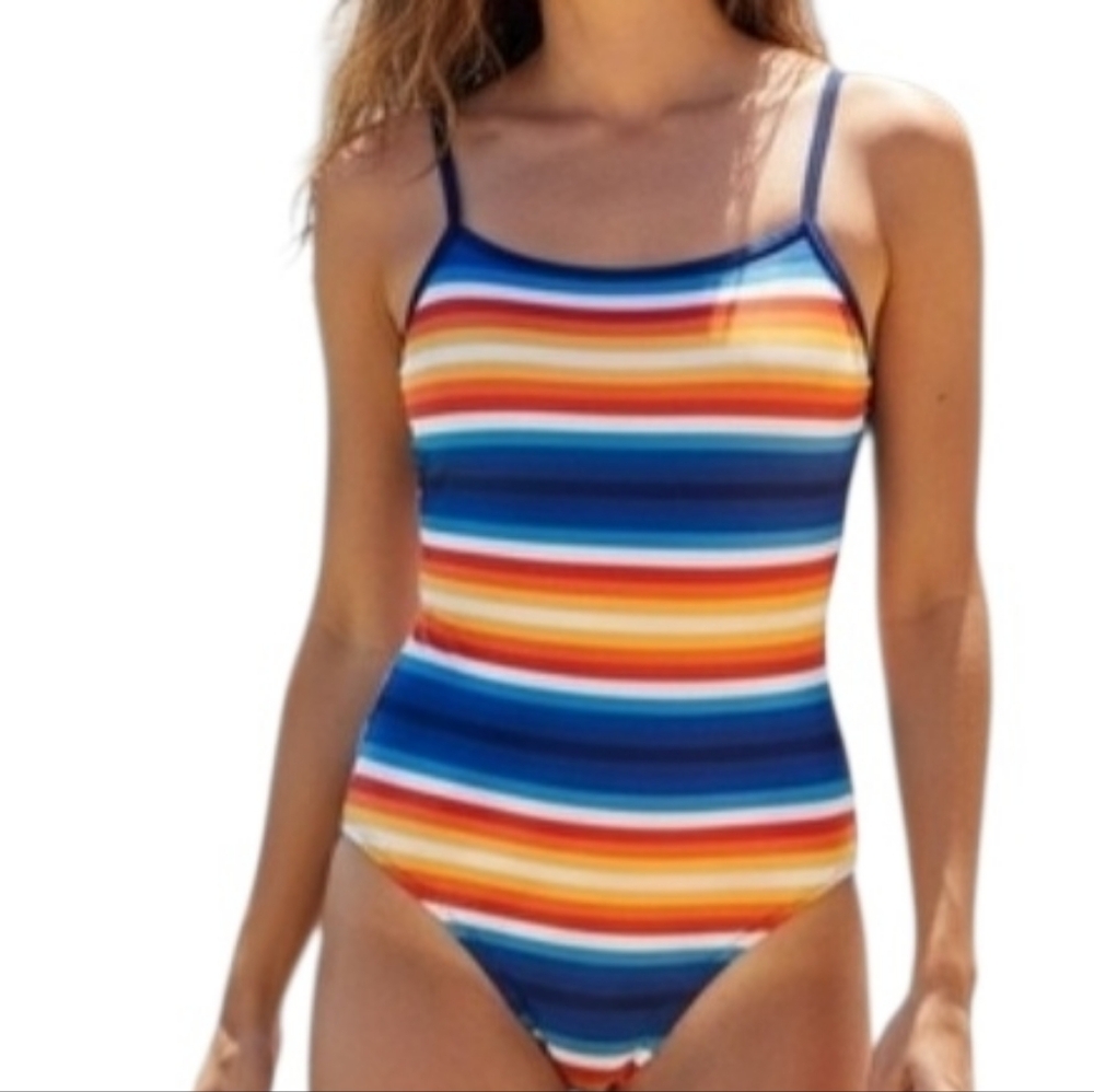 Speedo Vibrant Striped One Piece Swimsuit